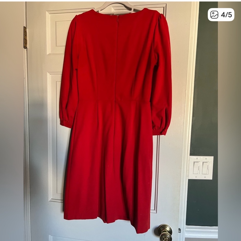 Christmas holiday Boden Red Dress with Scalloped Detail - Picture 3 of 5